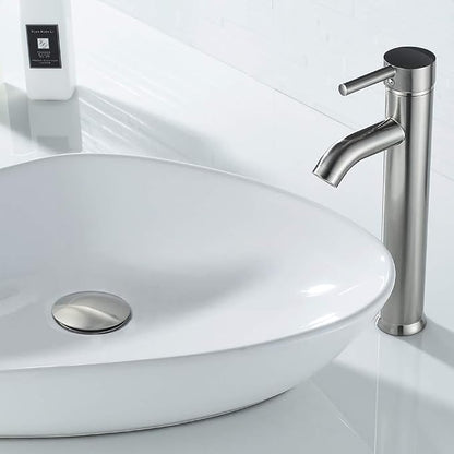 Bathroom Sink Drain Without Overflow Vessel Sink Lavatory Vanity Pop Up Drain Stopper, Brushed Nickel