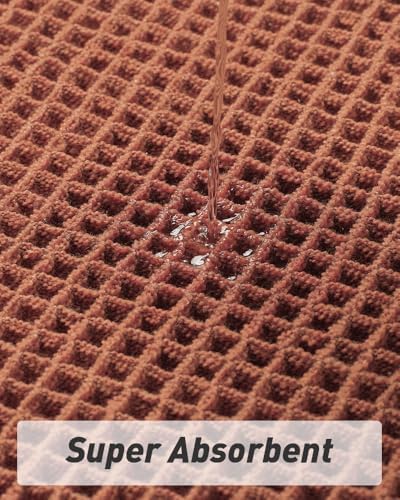 Upgraded Waffle Runner Rug Super Absorbent Non Slip Bath Mats for Bathroom Machine Washable Bathroom Runner Rug with Tassels, Ideal for Hallway Bedroom Laundry Room, Dirty Orange, 2'x 4'(24" x 48")