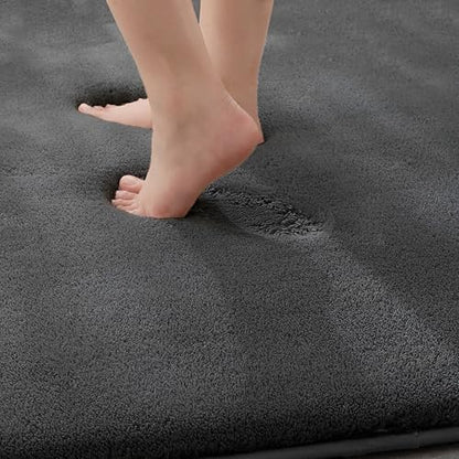 MINIDEAR Toilet Rugs 24x20 - U Shaped Volcanic Gray Thick Memory Foam Contour Rugs,Ultra Soft & Plush Fluffy, Non-Slip, Quick Dry, Absorbent Washable Floor Microfiber Mat for Home Decor Accessories