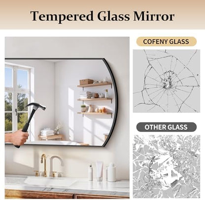 COFENY Bathroom Mirror, 24x40 Inch Black Oval Wall Mounted Mirror with Thin Metal Frame, Modern Bathroom Vanity Mirrors for Over Sink, Entryway, Living Room, Bedroom