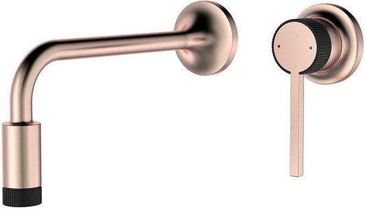 BiaoTeng Concealed Wall Mounted Faucet Bathroom Brass 2 Functions Hot and Cold Bathroom Vanity for Wall Mount Faucet Brushed Rose Gold