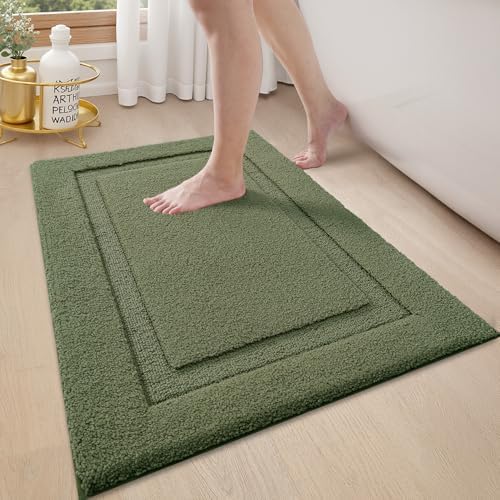 LUMI Ultra Soft Bathroom Rugs Absorbent, Non Slip Bath Mat 16X24, Green