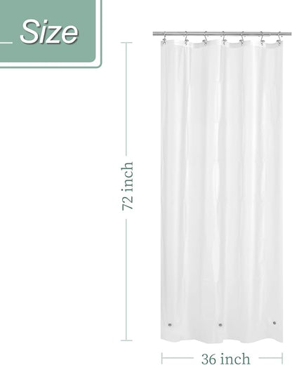 Mrs Awesome Stall Shower Curtain Liner 36x72, Frost | 3 Bottom Magnets,7 Rustproof Grommets,Water Proof Lightweight PEVA Shower Liner for Bathroom Stall Narrow Width, 36W x 72H
