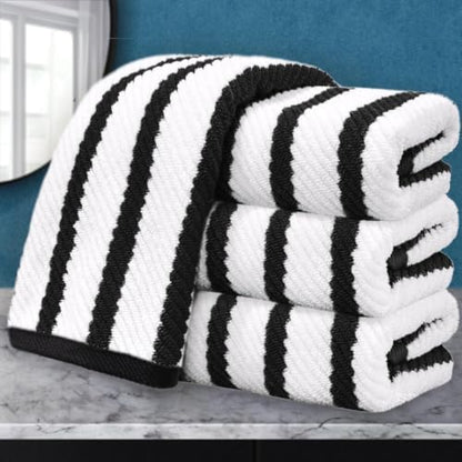 VOOVA & MOVAS Bathroom Hand Towels 4PC, 100% Cotton, 18x28 in, Black White