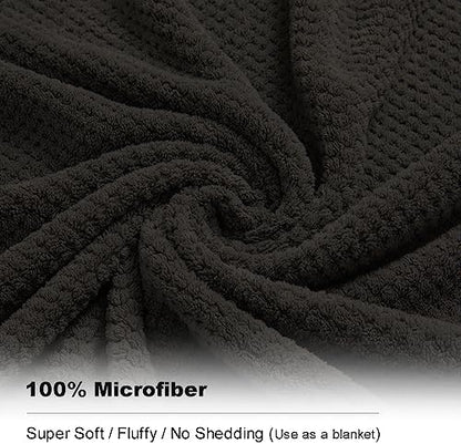 8-Piece Brown Bath Towel Set, 2 Extra Large Bath Towel Sheets, 2 Hand Towels and 4 Washcloths - Highly Absorbent Quick Dry Microfiber,Ultra Soft Towel Set for Bathroom, Waffle Weave Design, Pack of 8
