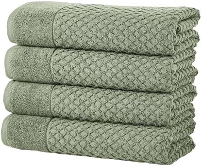 Great Bay Home Bath Towels - 100% Cotton 4 Pack 54x27 Bath Towel Set - Absorbent, Durable, Quick-Dry Towels for Bathroom (Eucalyptus)