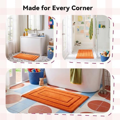 GRANNY SAYS Orange Bathroom Rug 16" x 24", Non-Slip Microfiber Bath Mat