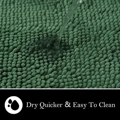Bathroom Rugs Chenille Bath mat 2 Piece Set, Super Absorbent, Strong PVC Non Slip Backing, Bath mats for Bathroom, Plush Shaggy, Thick, Machine Washable, Bathtub, Toilet.(Bronze Green)