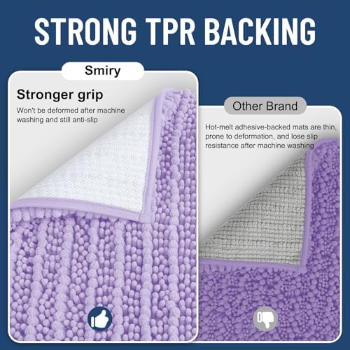 Smiry Bathroom Rugs 36X24, Extra Soft Rubber Backing Chenille Bath Mats