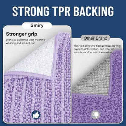 Smiry Bathroom Rugs 24X16, Extra Soft Rubber Backing Chenille Bath Mats