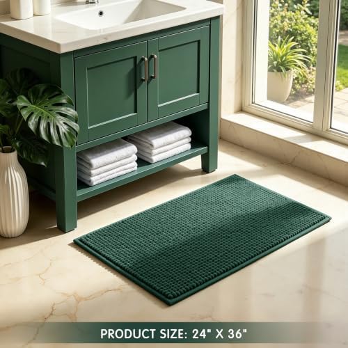 SUBRTEX Bathroom Rugs, 24" x 36" Chenille Bath Rug Soft Short Plush Bath Mat Soft Shower Mat Water Absorbent Shower Mat Quick Dry Machine Washable, Celadon