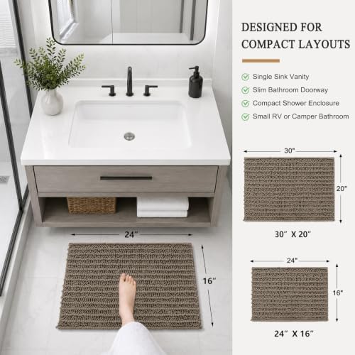 Arotive Bathroom Rugs Mat 24x16, Soft Absorbent Chenille Shaggy Bath Mat