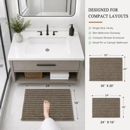 Arotive Bathroom Rugs Mat 24x16, Soft Absorbent Chenille Shaggy Bath Mat