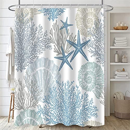 Nkzply 4Pcs Beach Shower Curtain Bathroom Sets with Shower Curtain and Rugs