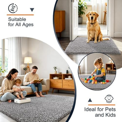 OLANLY Microfiber Bathroom Rugs 36x24, Quick Dry Mat, Dark Brown and White