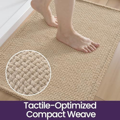 DEXI Chenille Bath Mat 43x24, Soft Absorbent Bathroom Rugs, Beige