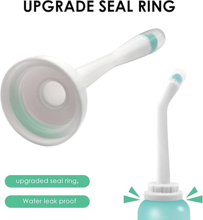 RUFCRIL Peri Bottle, Portable Travel Bidet with Bag, TPE Material Can Be Boiled, 17oz/500ml with 2 Sealing Rings,Essentials for Postpartum Perineal Care,Feminine Cleansing,and Baby(Green)