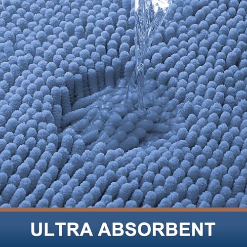 Smiry Bathroom Rugs 24X16, Luxury Chenille Extra Soft Absorbent Bath Mat