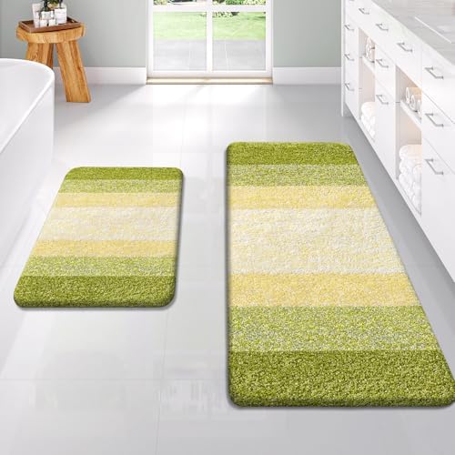 OLANLY Micorfiber Bathroom Rug Set 2 Piece, 47"x20"+24"x16"