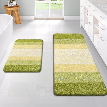 OLANLY Micorfiber Bathroom Rug Set 2 Piece, 47"x20"+24"x16"