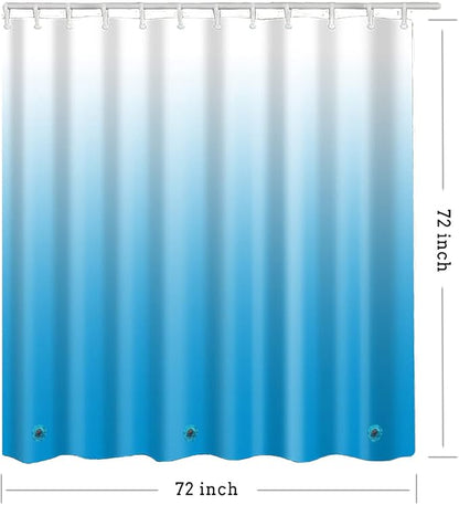 TIKABC Shower Curtain Liner, Blue Lightweight Shower Curtain Liners, Plastic Shower Curtains, 72x72 inch PEVA Shower Liner with 12 Grommet Holes 3 Magnetic Weights