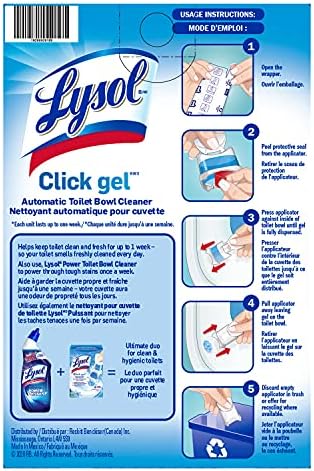 Lysol Click Gel Automatic Toilet Bowl Cleaner, Gel Toilet Bowl Cleaner, for Cleaning and Refreshing, Ocean Fresh, 6 Applicators per Pack