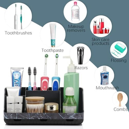GFWARE Marble Black Toothbrush Holder for Bathrooms, Bathroom Sink Storage