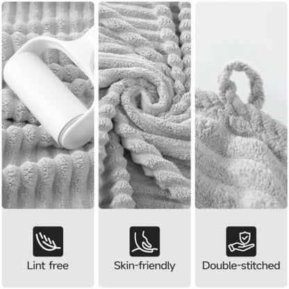 REDKISS Gray Bath Towels Set 6 Piece - Microfiber Bathroom Towels of 6 Large, Highly Absorbent Bath Towel, Soft Shower Towel for Bathroom, Hotel 2 Bath Sheet 2 Hand Towel 2 Washcloths