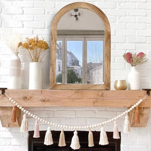 LOSOUR 2 Pack Arched Mirror, Farmhouse Decor Solid Wood Frame Bathroom Mirrors, Vintage Mirror for Bathroom, Living Room,Bedroom, Entryway, Hallway,Foyer (Brown, 2 Pack-36" x 24")
