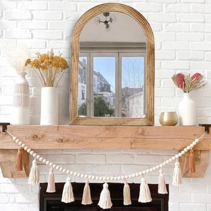 LOSOUR 2 Pack Arched Mirror, Farmhouse Decor Solid Wood Frame Bathroom Mirrors, Vintage Mirror for Bathroom, Living Room,Bedroom, Entryway, Hallway,Foyer (Brown, 2 Pack-36" x 24")