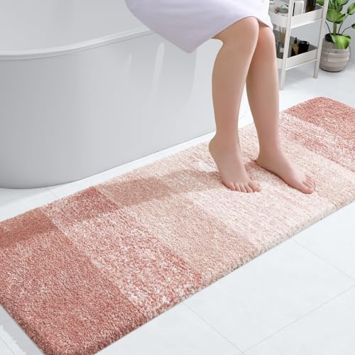OLANLY Bathroom Runner Rug 59x20, Extra Soft Absorbent Microfiber Bath Rugs