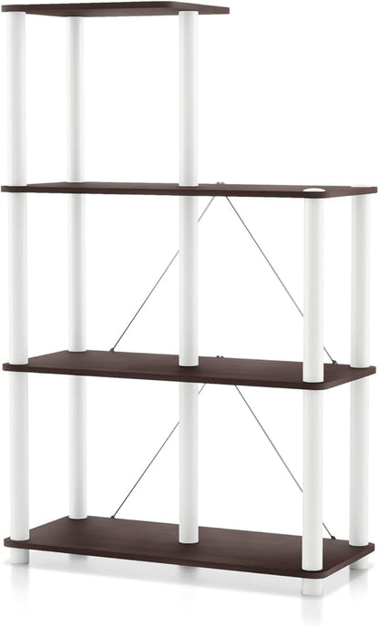 Homes: Inside + Out Apexa Modern 5-Cube Ladder Shelving Units, Collectibles Display Shelves, Easy Assembly Standing Shelf, Home Storage Organizer for Living Room, Bedroom, Office, Espresso