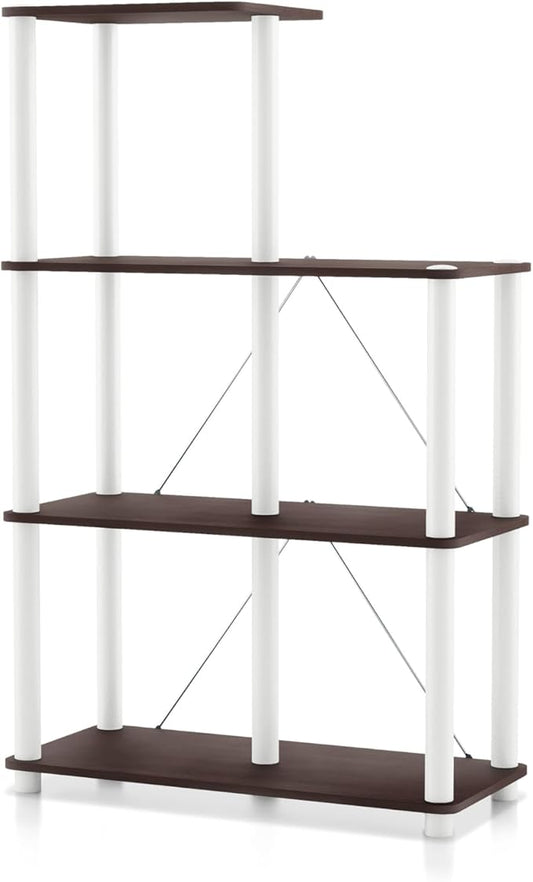 Homes: Inside + Out Apexa Modern 5-Cube Ladder Shelving Units, Collectibles Display Shelves, Easy Assembly Standing Shelf, Home Storage Organizer for Living Room, Bedroom, Office, Espresso
