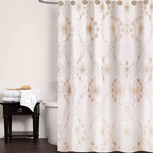 Rose Vine Shower Curtain Fabric Laced Shower Curtain for Bathroom Classic Unique Design Luxury Bathroom Curtain Bathtub Home Decor 72"x70", Beige