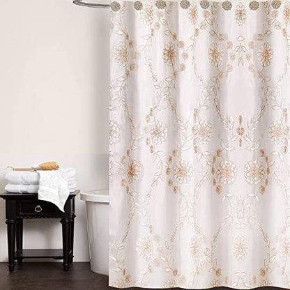 Rose Vine Shower Curtain Fabric Laced Shower Curtain for Bathroom Classic Unique Design Luxury Bathroom Curtain Bathtub Home Decor 72"x70", Beige