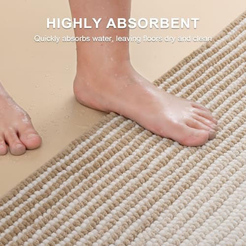 BSICPRO Bathroom Rugs Sets 2 Piece, 32"x20" + U-Shaped 24"x20", Beige