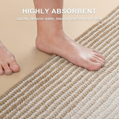 BSICPRO Bathroom Rugs Sets 2 Piece, 32"x20" + U-Shaped 24"x20", Beige
