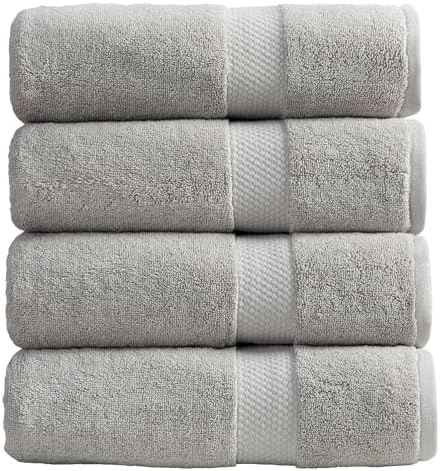 Springtree Home 100% Cotton Luxury Hotel Bath Towel Set | 4-Pack | Grey