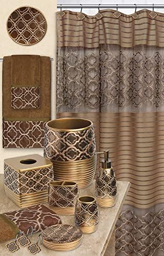 Zahari Home Spindle Modern Bathroom Towel Set - 3 Piece Bath, Hand, and Wash Towels - Classic Luxury Contemporary Decor - Beautiful Gold Unique Design Bath Ensemble