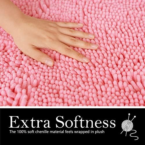 Bathroom Rugs Chenille Bath mat 2 Piece Set, Super Absorbent, Strong PVC Non Slip Backing, Bath mats for Bathroom, Plush Shaggy, Thick, Machine Washable, Bathtub, Shower, Toilet.(Pink)