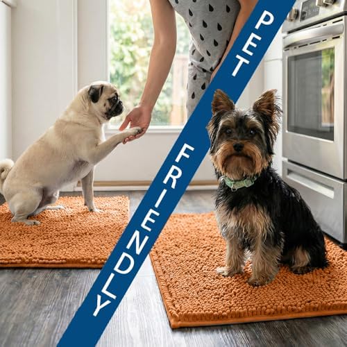Bathroom Rugs Sets 2 Piece,Super Absorbent Chenille Bath Mats and U-Shaped Toilet Rug,Strong PVC Non Slip Backing,Microfiber Washable Dry Quickly Bath Mats for Bathroom(20"x32"+20"x20"U, Champagne)