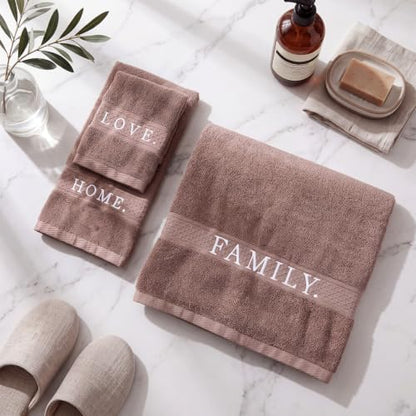 Hahafelt Decorative Bathroom Towel Set, Coffee Brown