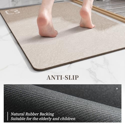 RUERYA Taupe Long Bathroom Rugs Large Stone Bath Mats for Bathroom,16"x47"