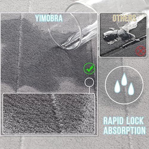 Yimobra Large Memory Foam Bathroom Mat Set, 44 x 24 & 24 x 17 in, Gray