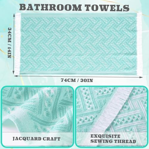 HunnmingRe 4 Pack Boho Hand Towel for Kitchen, Teal,White