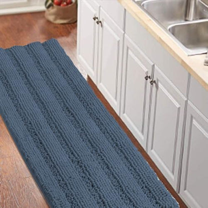 Turquoize Bathroom Runner Rug 20"x59", Soft Absorbent Chenille Bath Rug