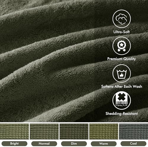 Madison Park 800GSM 100% Cotton Bathroom Bath Towel Set of 8, Olive Green