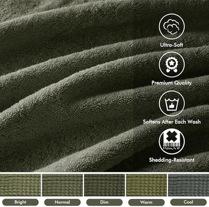 Madison Park 800GSM 100% Cotton Bathroom Bath Towel Set of 8, Olive Green