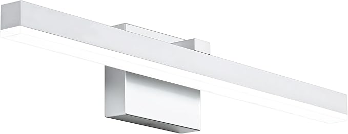 PRESDE Modern 24inch Bathroom Vanity Light LED Bathroom Light Fixture Over Mirror Dimmable Silver Bath Wall Lighting