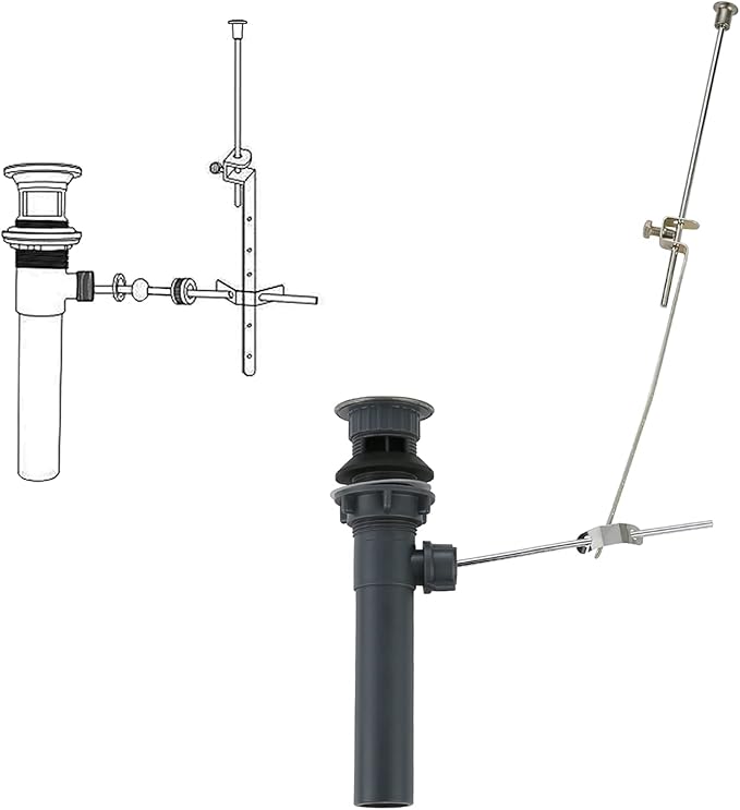 Bathroom Sink Drain with Lift Rod, Brushed Nickel Sink Drain with Overflow, ARCORA Drain Stopper for Vessel Sink